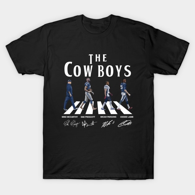 Cowboys Walking Abbey Road Signatures Football T-Shirt by Emilied